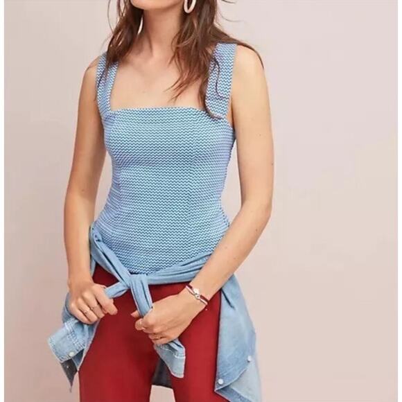 Anthropologie Maeve Statton Criss Cross Button Down Back Top, Size M - Picture 2 of 9